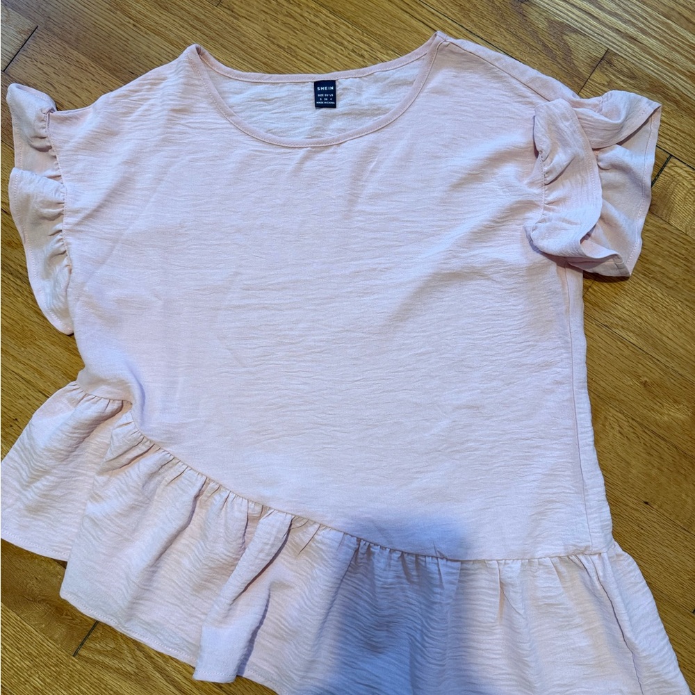 SHEIN Pink Ruffle Blouse